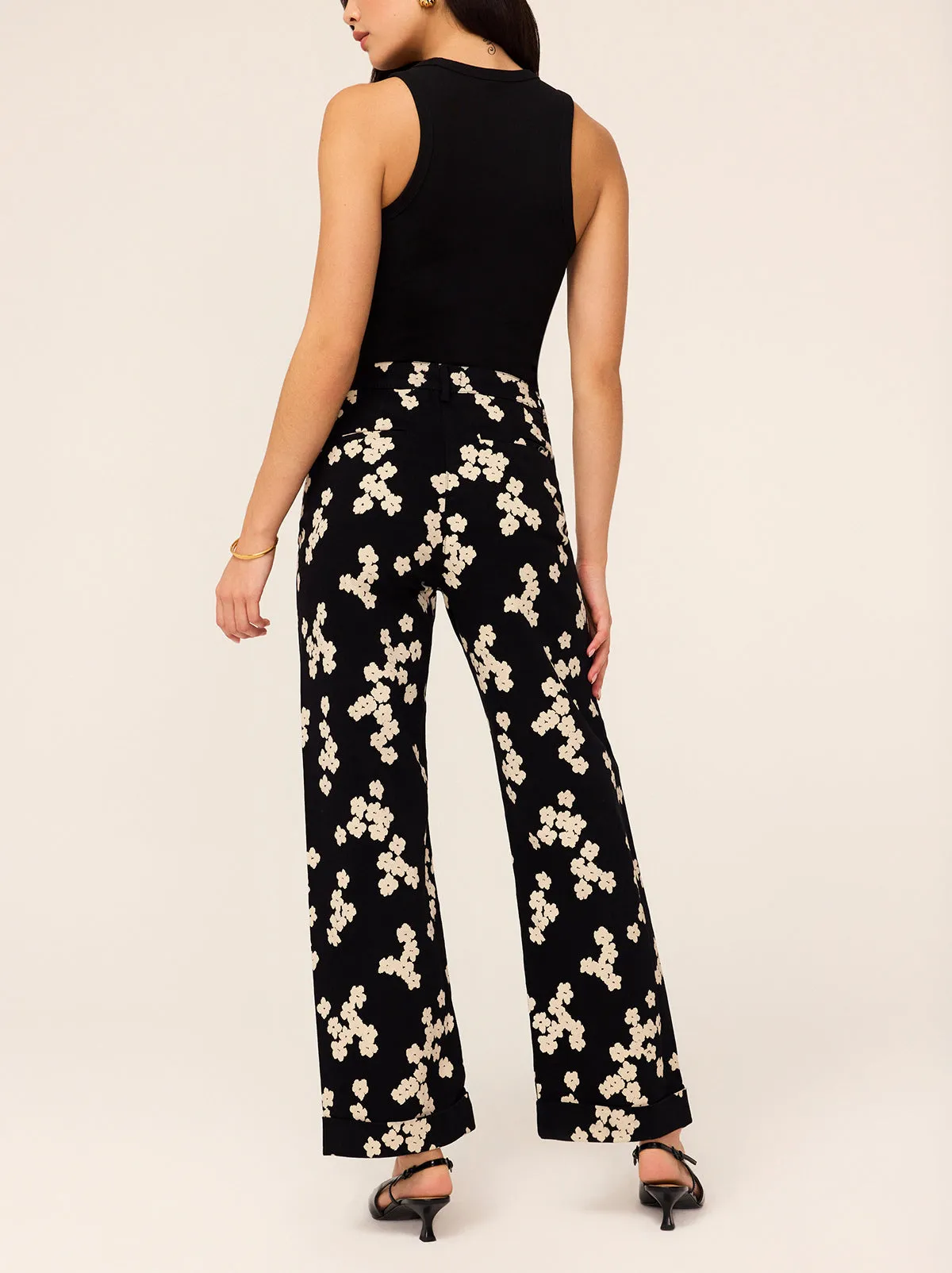 Olive Black Blurred Floral Print Trousers sold by KITRI Studio product image thumbnail 4