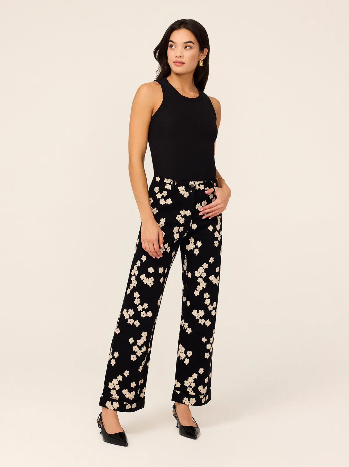Olive Black Blurred Floral Print Trousers sold by KITRI Studio product image thumbnail 3