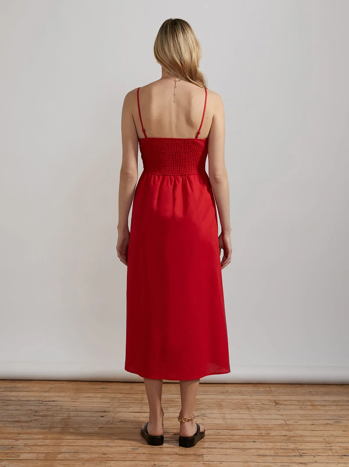 Genevieve Red Cotton Midi Dress sold by KITRI Studio product image thumbnail 4