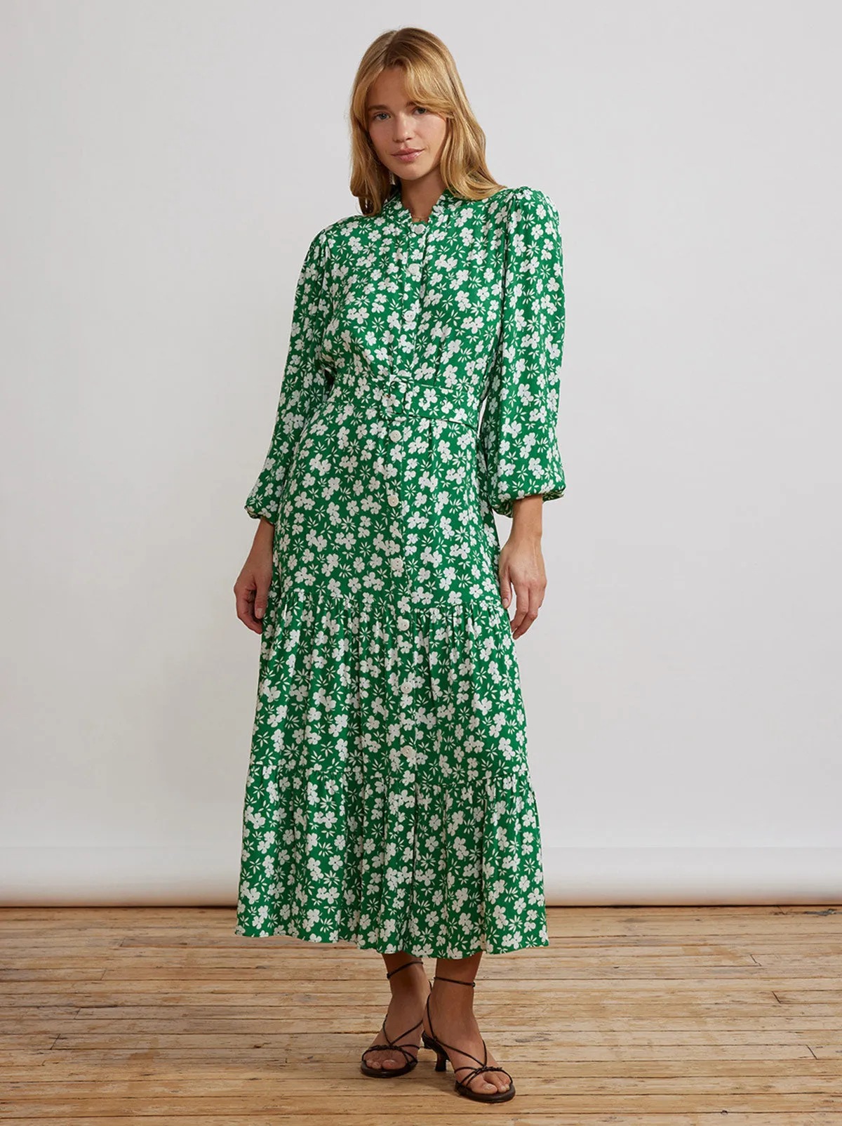 Lori Green Floral Shirt Dress sold by KITRI Studio product image thumbnail 3