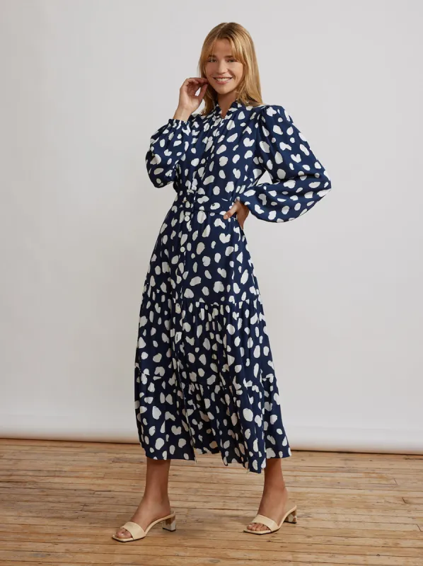 Lori Navy Animal Spot Dress sold by KITRI Studio
