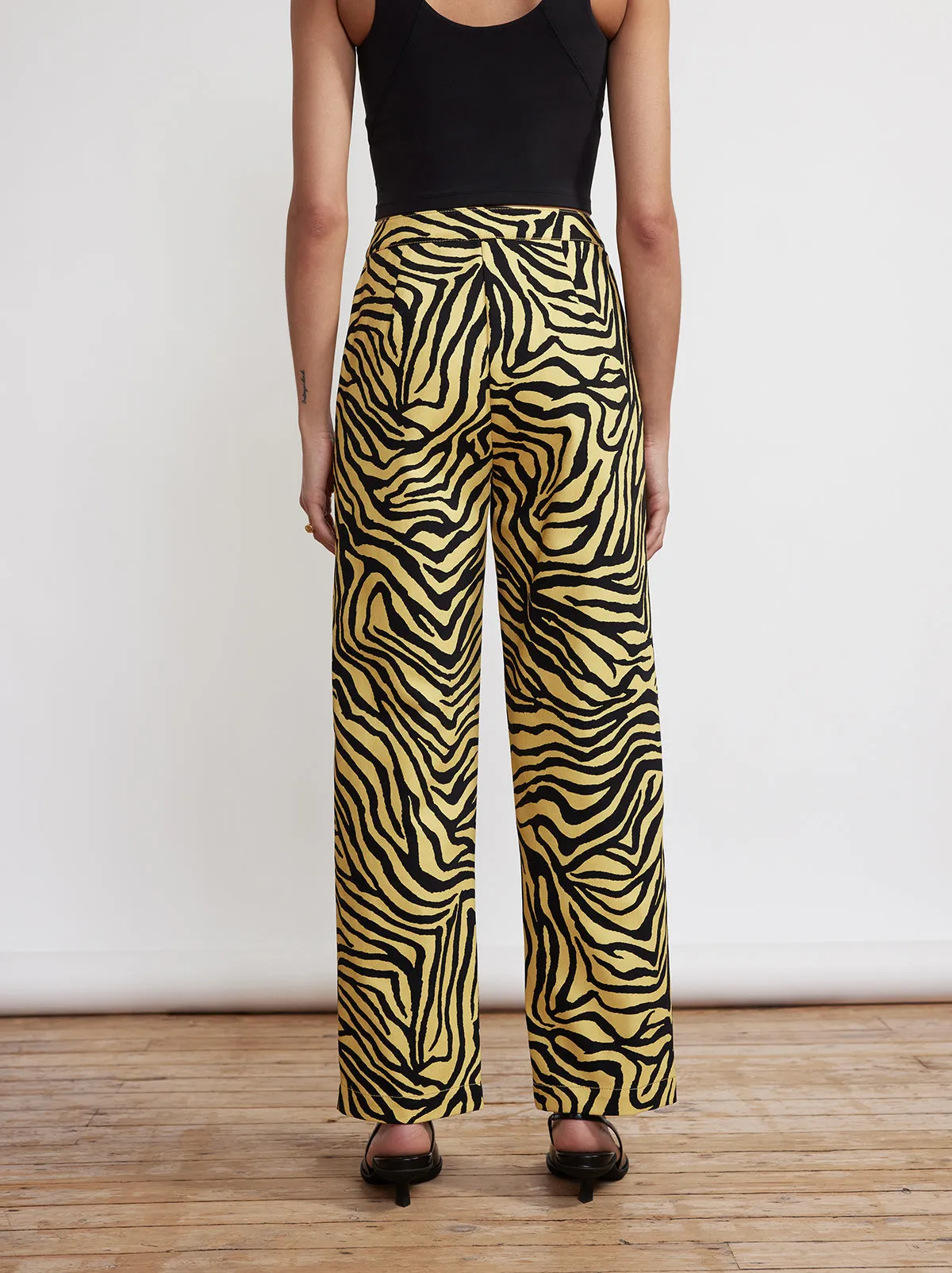 Janice Yellow Zebra Print Cotton Twill Trousers sold by KITRI Studio product image thumbnail 4