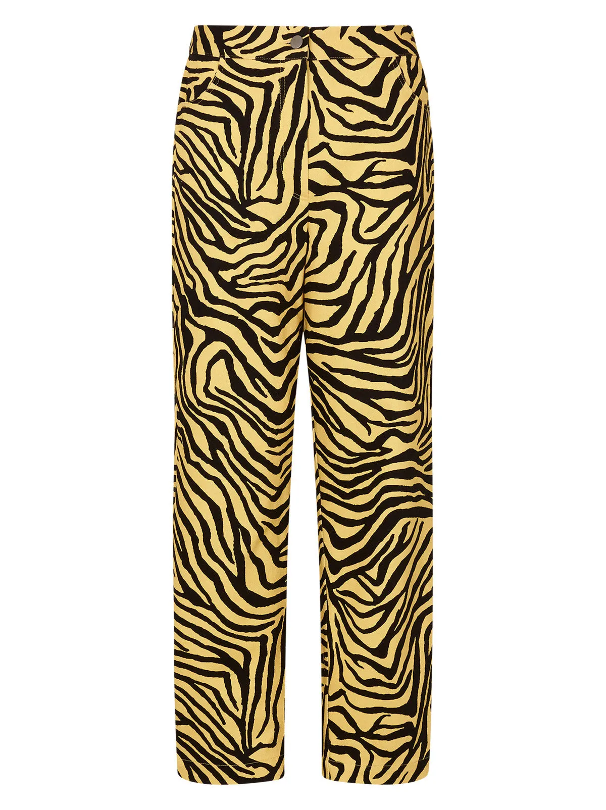 Janice Yellow Zebra Print Cotton Twill Trousers sold by KITRI Studio product image thumbnail 5
