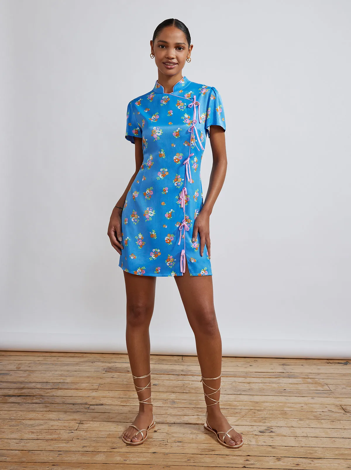 Harlow Blue Daisy Mini Dress sold by KITRI Studio product image thumbnail 3