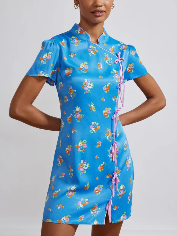 Harlow Blue Daisy Mini Dress sold by KITRI Studio