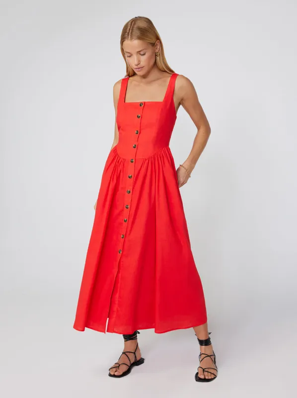 Olympia Red Midi Dress sold by KITRI Studio