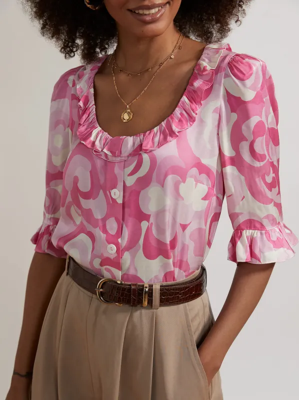 Cora Pink Floral Swirl Top sold by KITRI Studio