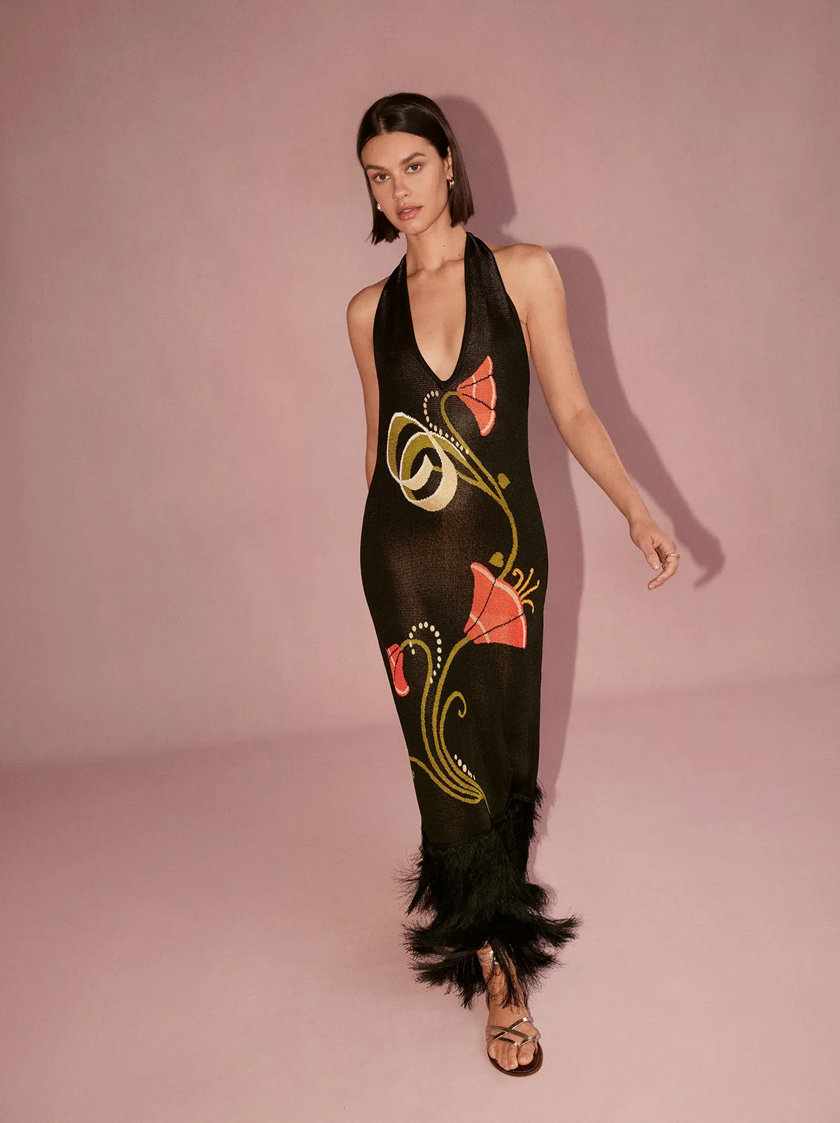 Georgia Intarsia Knit Halter Dress sold by KITRI Studio