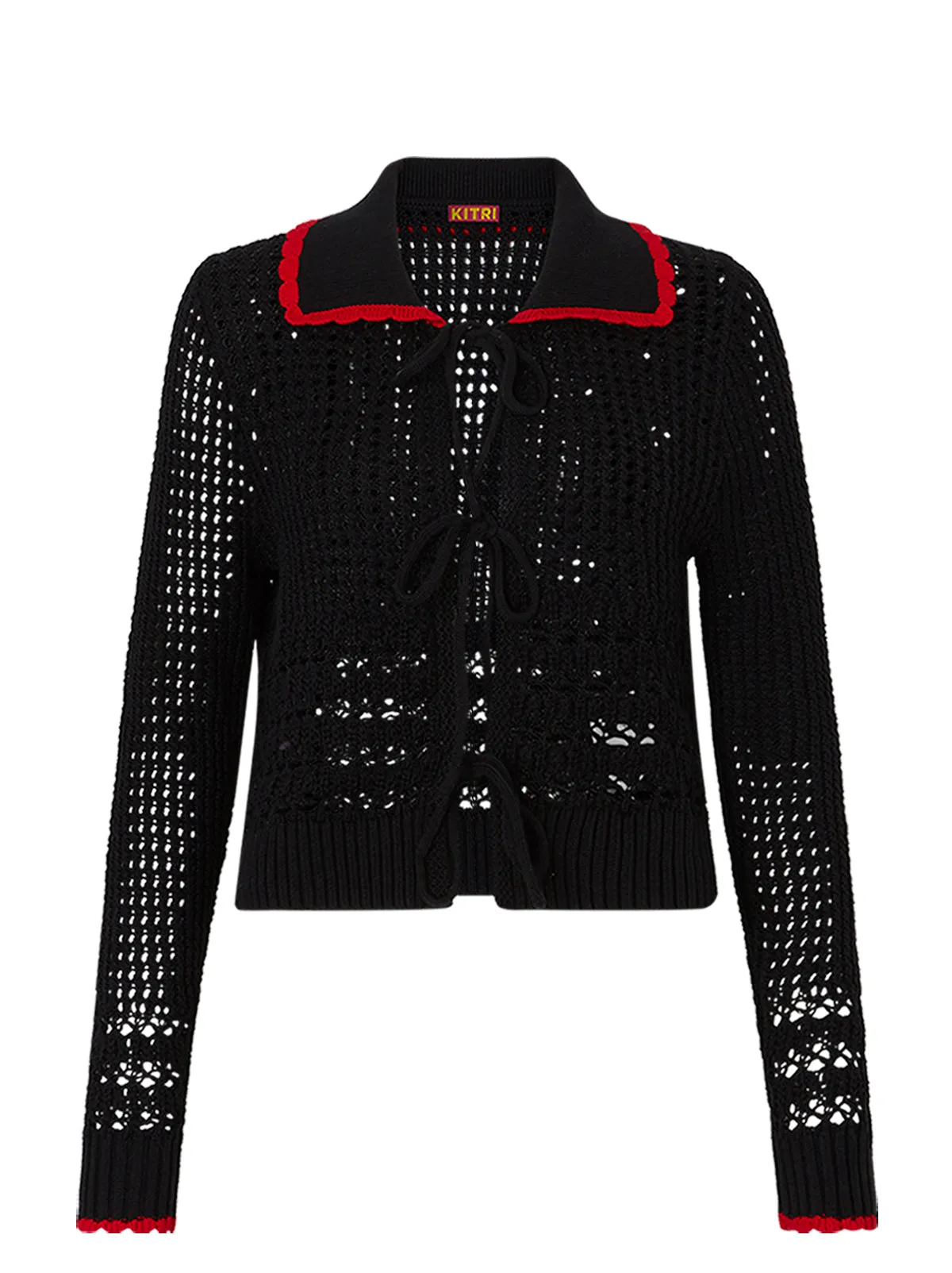 Evie Black Crochet Knit Cardigan sold by KITRI Studio product image thumbnail 4