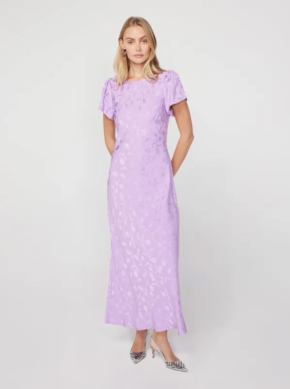 Marie Lilac Tulip Jacquard Maxi Dress sold by KITRI Studio