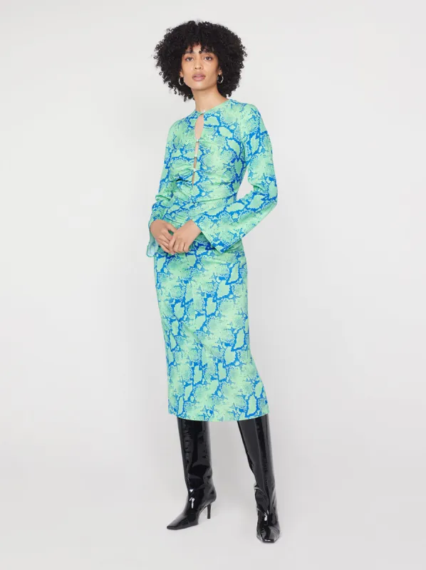 Marlena Blue Snake Print Dress sold by KITRI Studio