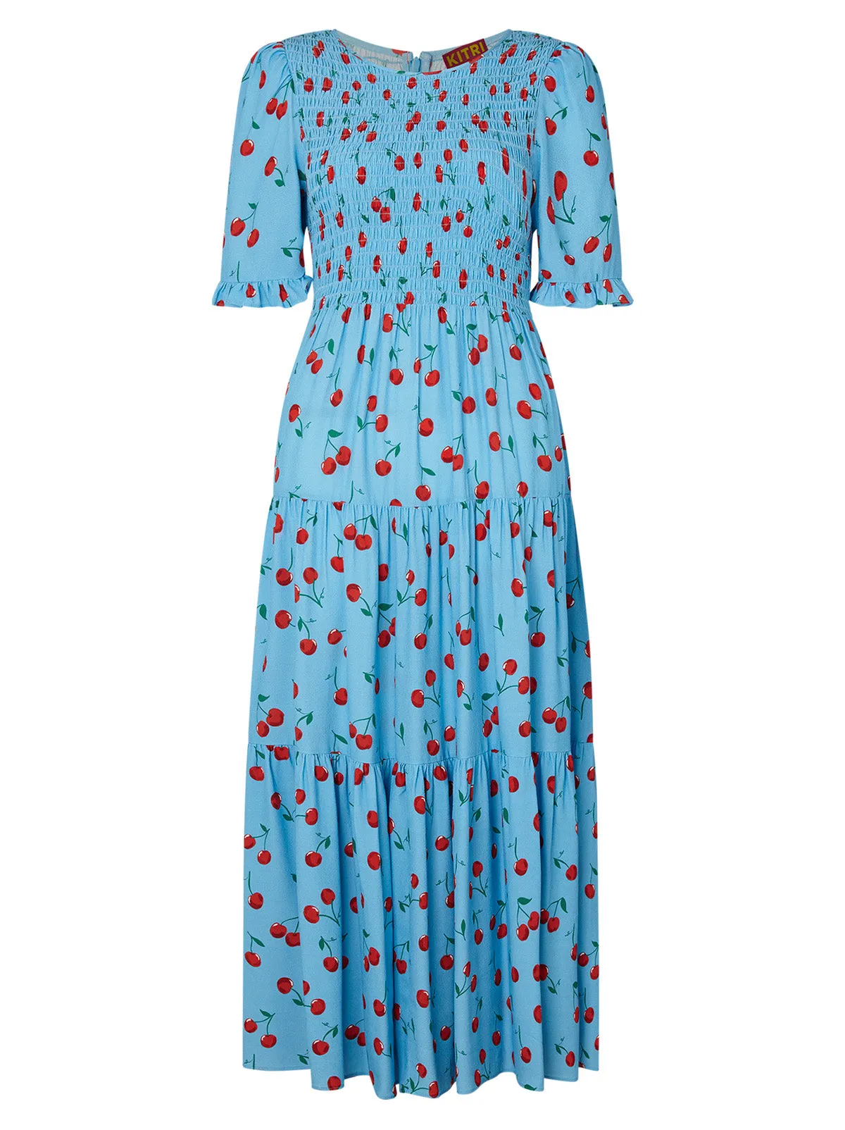 Gracie Blue Cherry Shirred Dress sold by KITRI Studio product image thumbnail 4