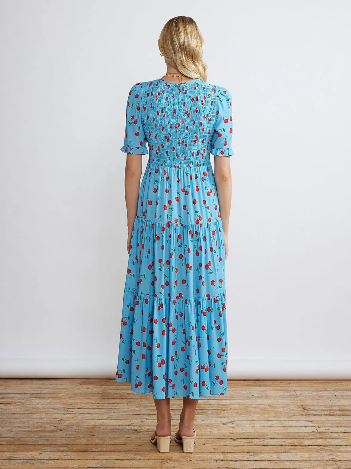 Gracie Blue Cherry Shirred Dress sold by KITRI Studio product image thumbnail 2