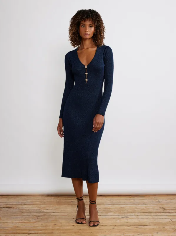 Agnes Blue Lurex Knit Dress sold by KITRI Studio