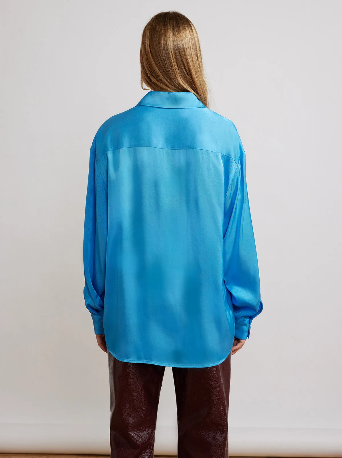 Angela Blue Satin Shirt sold by KITRI Studio product image thumbnail 2