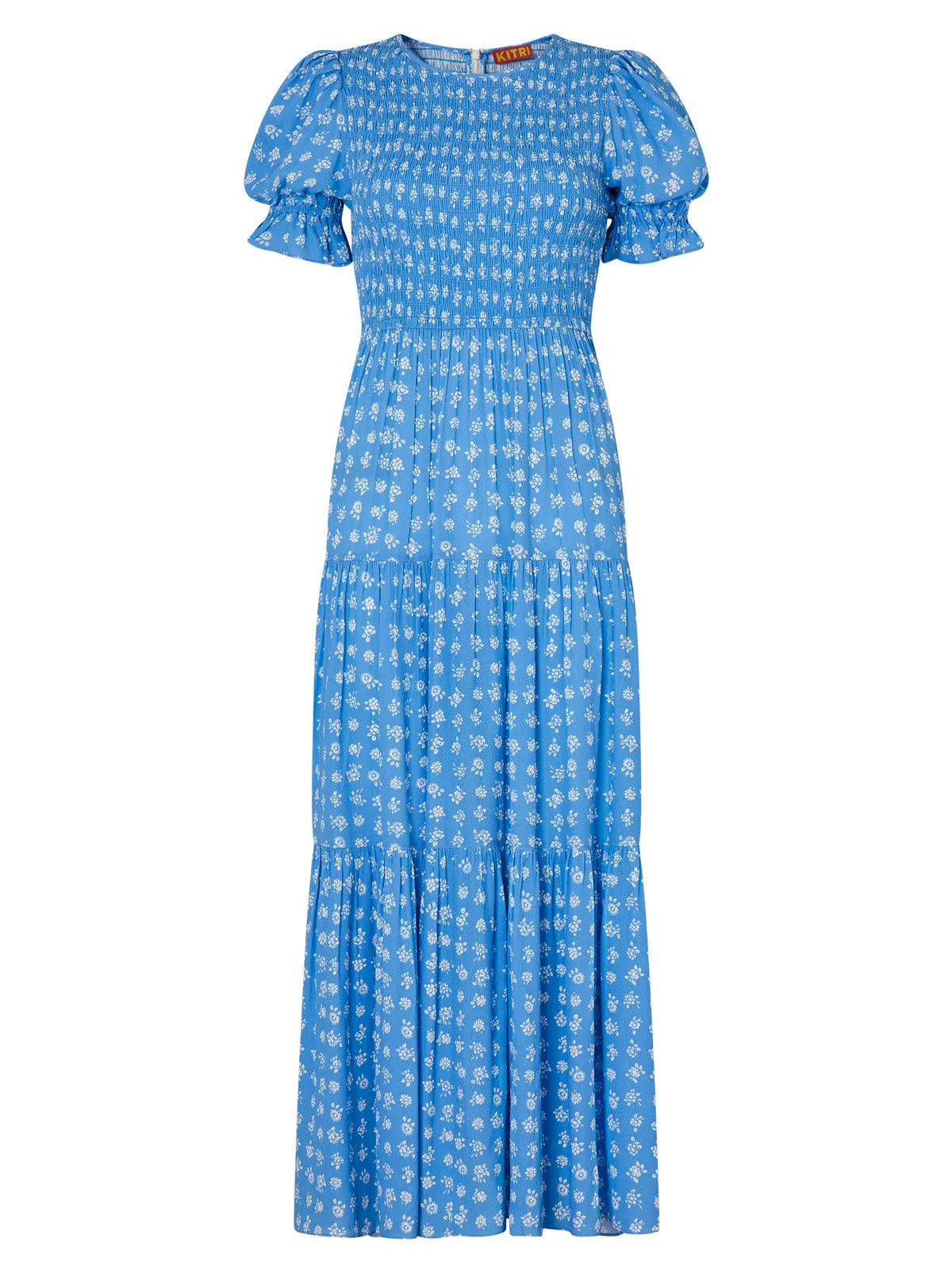 Persephone Shirred Blue Ditsy Floral Dress sold by KITRI Studio product image thumbnail 5