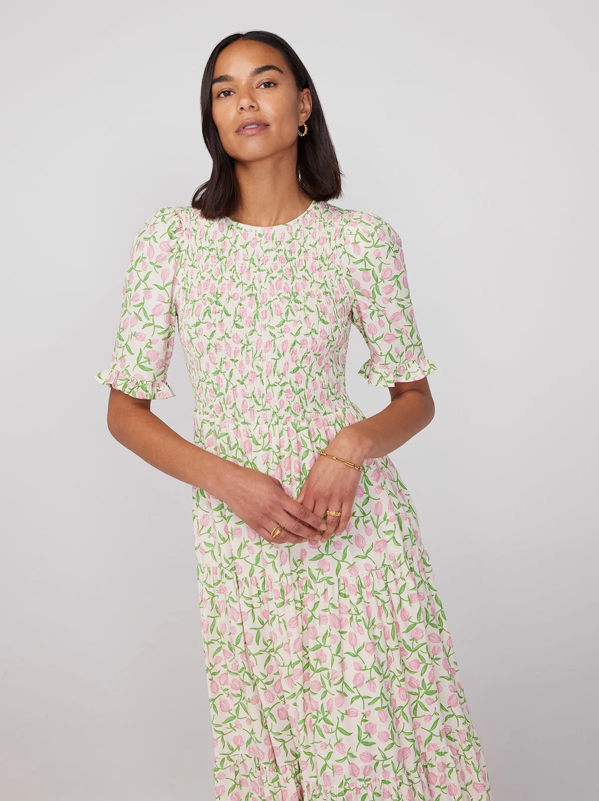 Gracie Tulip Print Shirred Dress sold by KITRI Studio product image thumbnail 3