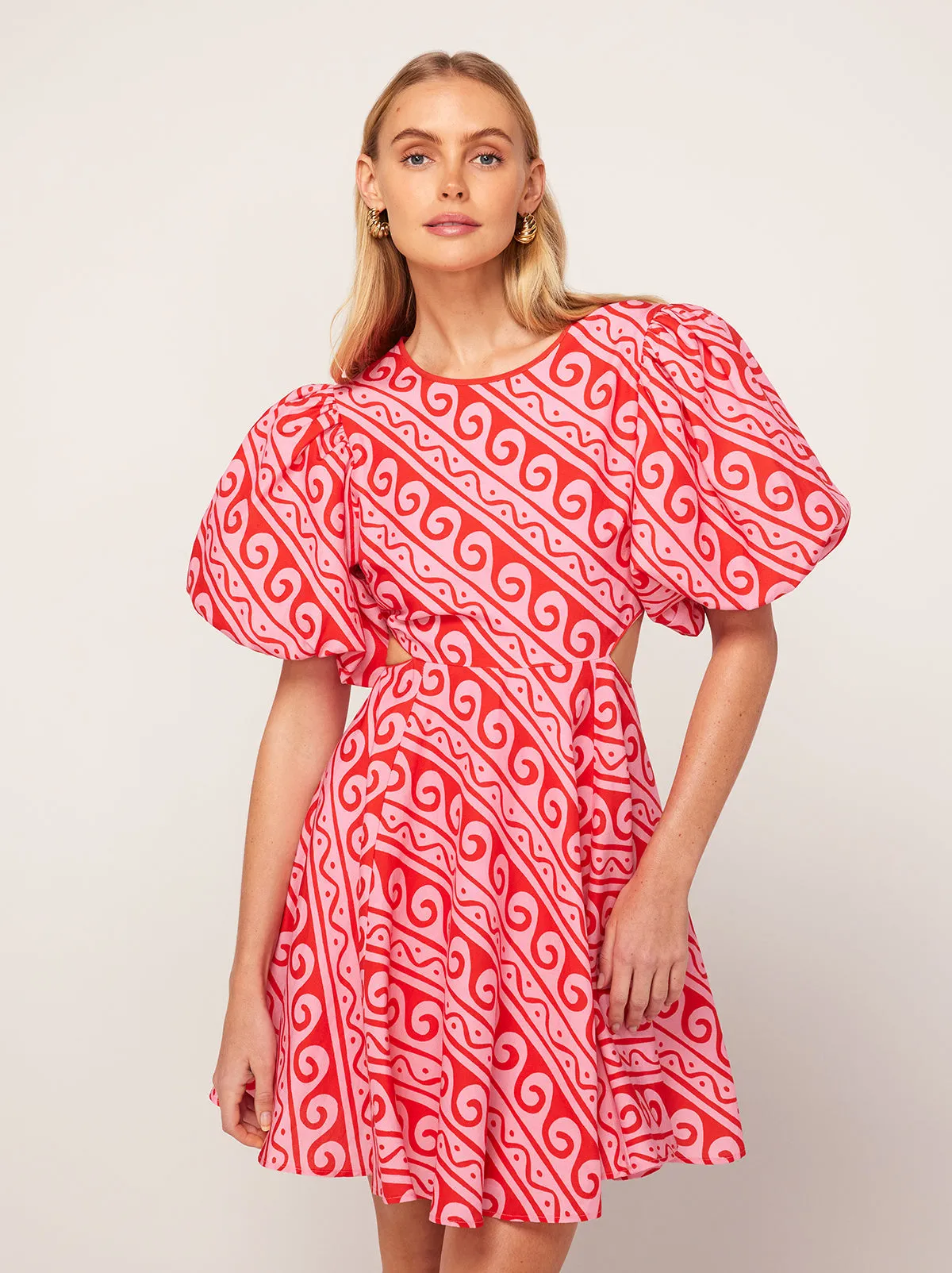 Coco Pink Wave Print Mini Dress sold by KITRI Studio product image thumbnail 4