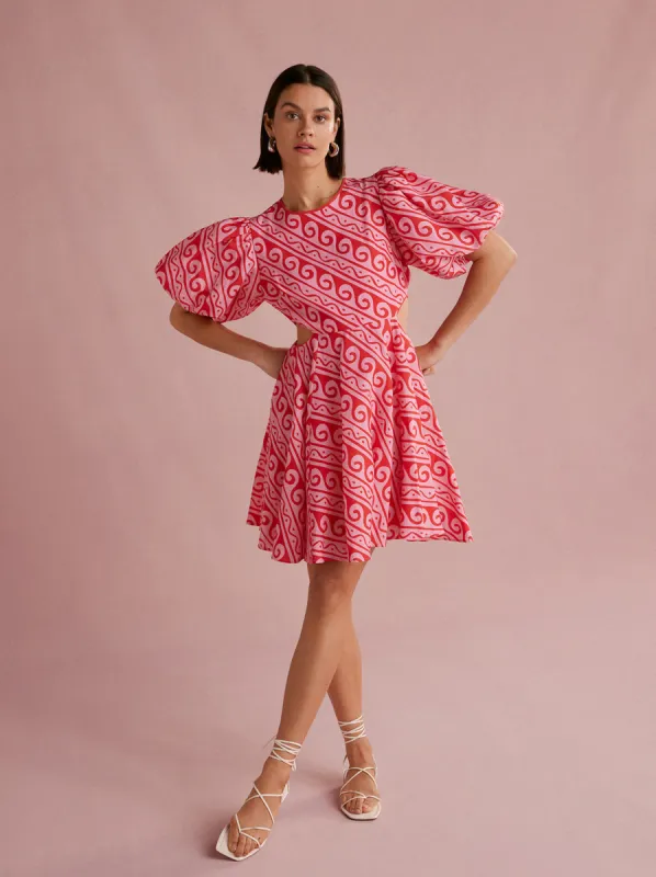 Coco Pink Wave Print Mini Dress sold by KITRI Studio