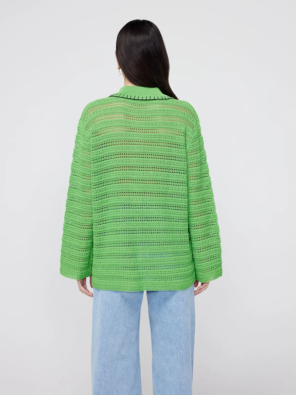 Gaia Green Crochet Knit Cardigan sold by KITRI Studio product image thumbnail 4