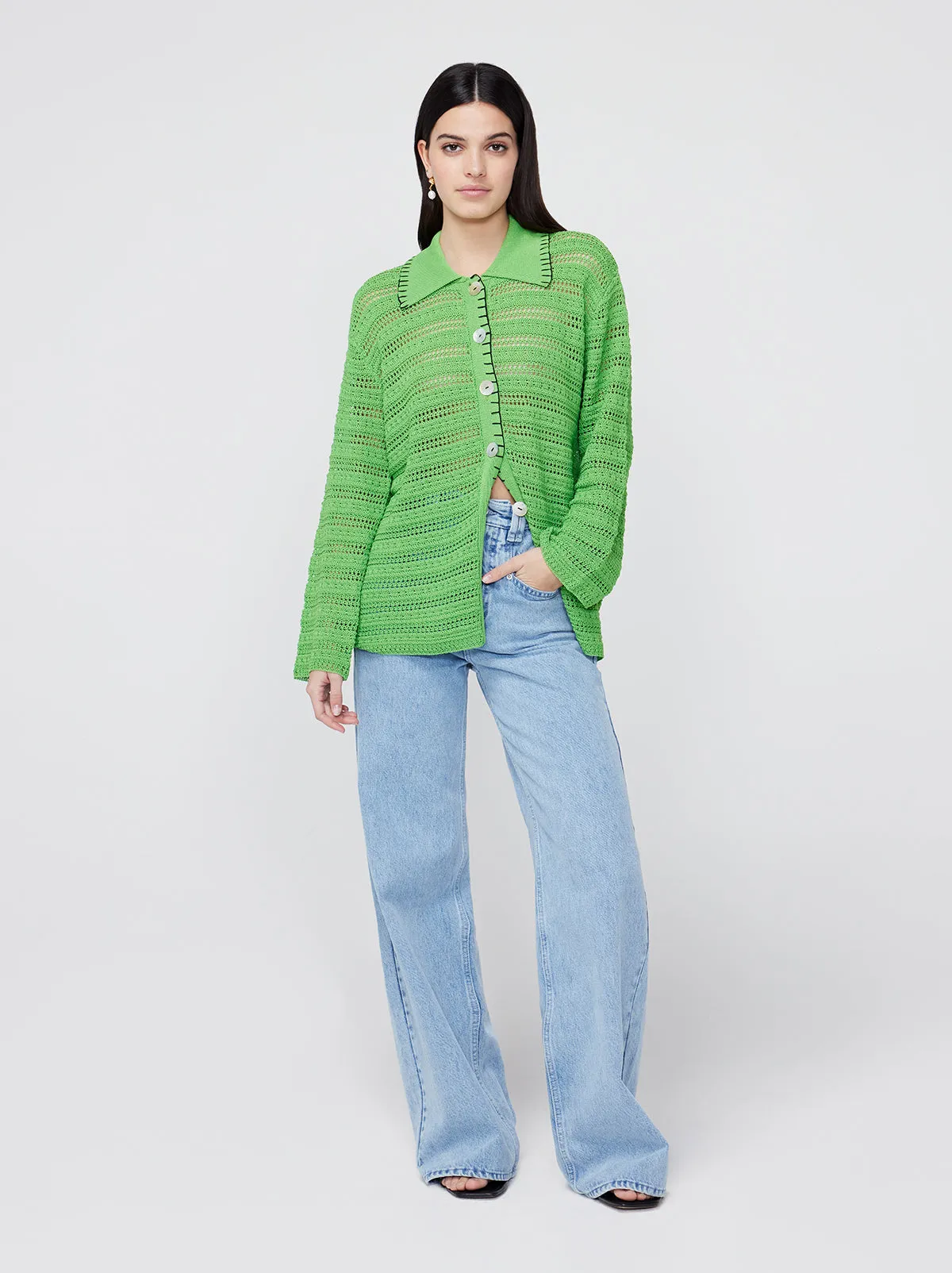 Gaia Green Crochet Knit Cardigan sold by KITRI Studio product image thumbnail 2