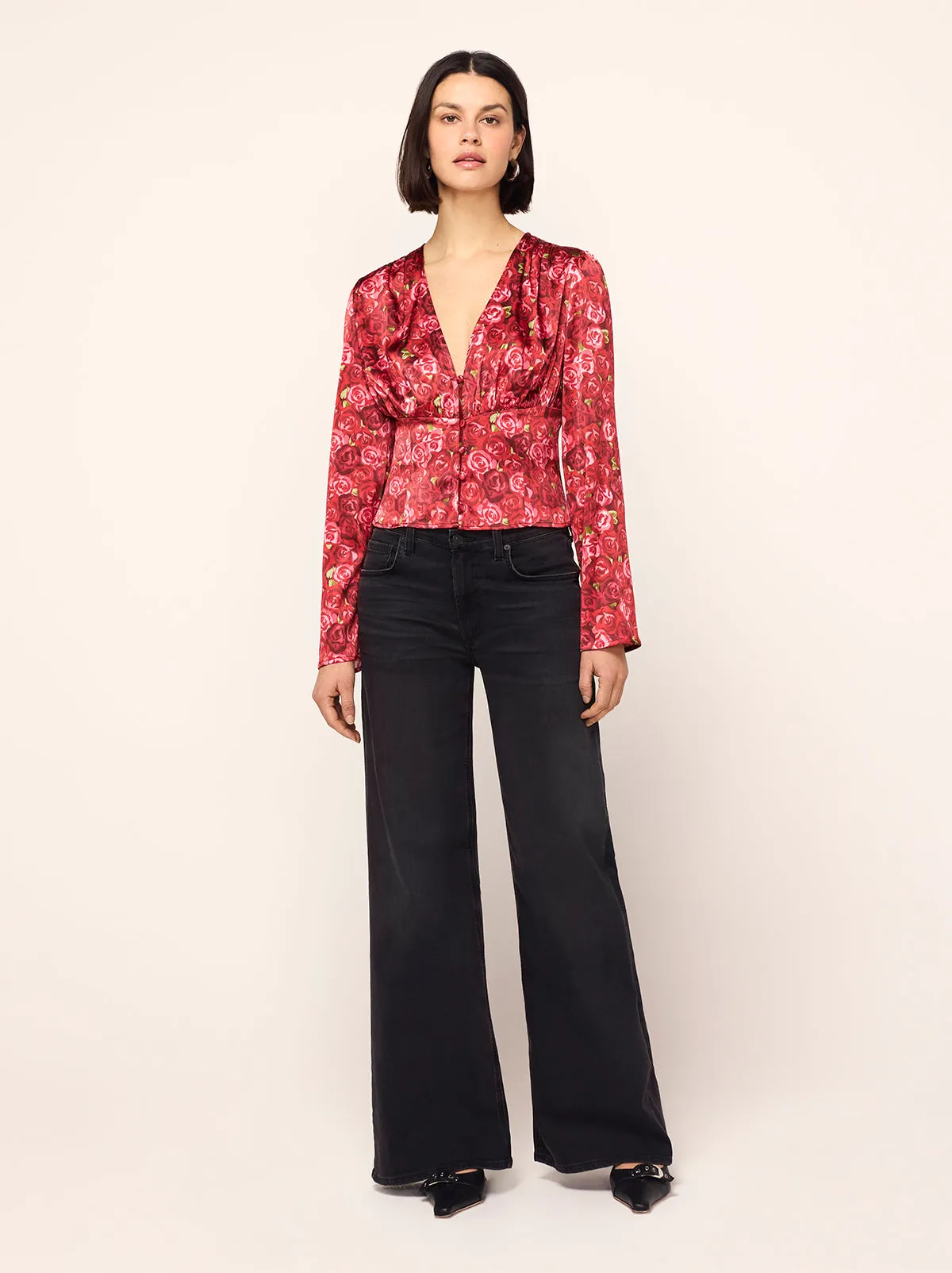 Demi Red Roses Print Top sold by KITRI Studio product image thumbnail 3