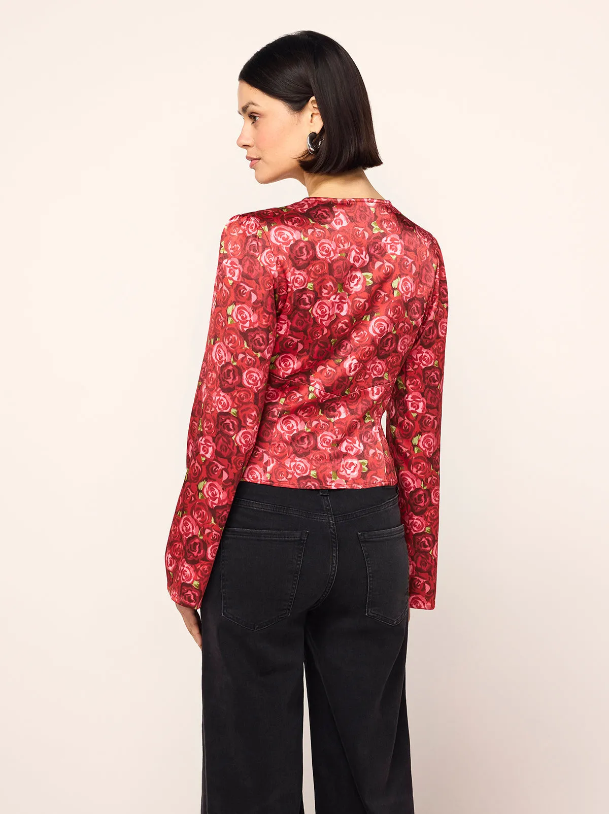 Demi Red Roses Print Top sold by KITRI Studio product image thumbnail 4
