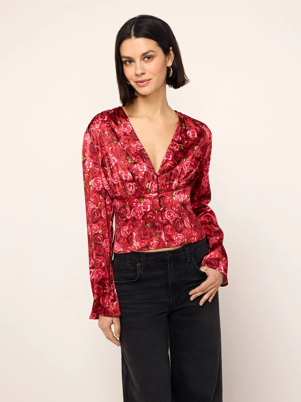 Demi Red Roses Print Top sold by KITRI Studio