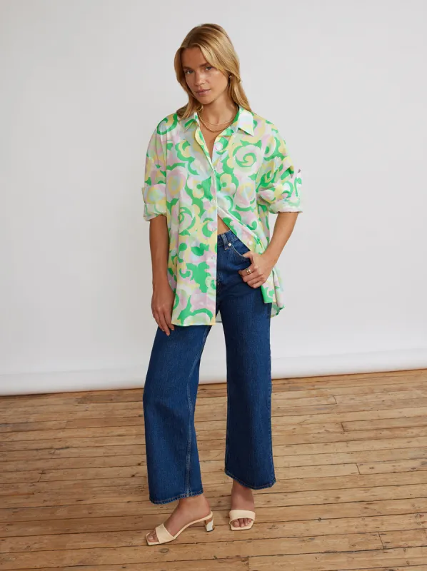 Mariana Multi Floral Swirl Boyfriend Shirt sold by KITRI Studio