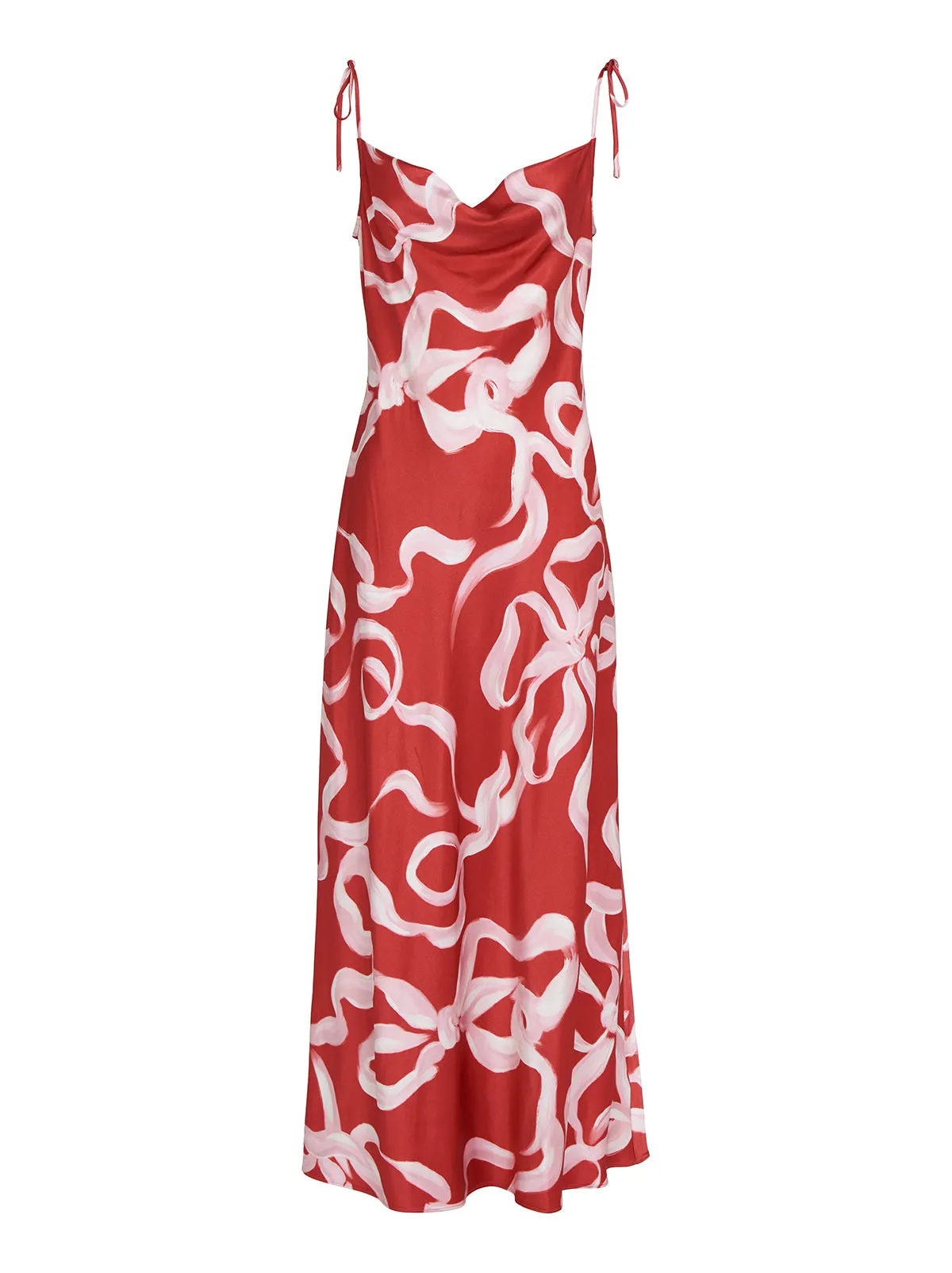 Cindy Red Ribbon Print Maxi Dress sold by KITRI Studio product image thumbnail 4