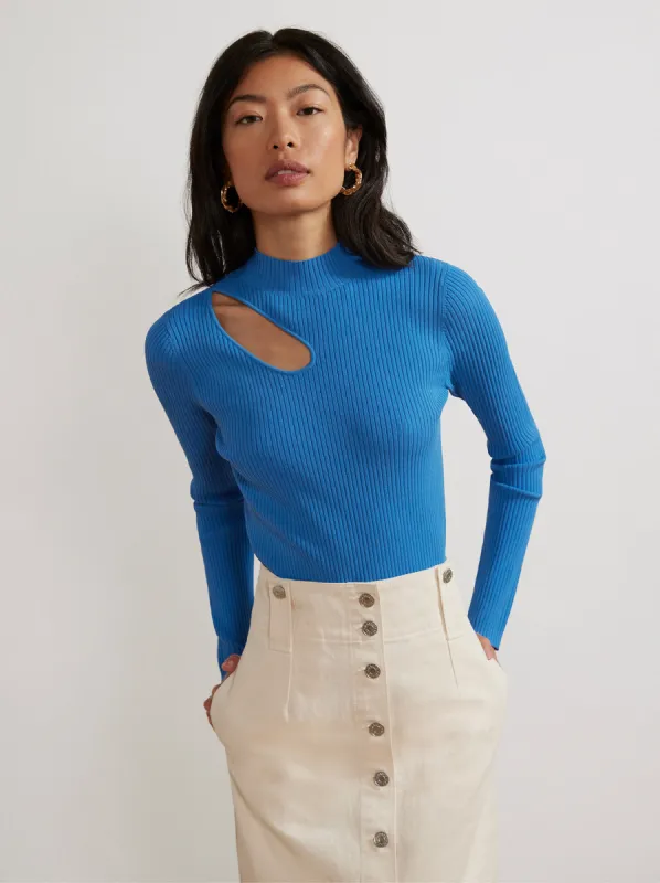 Halle Cobalt Blue Cutout Knit Top sold by KITRI Studio