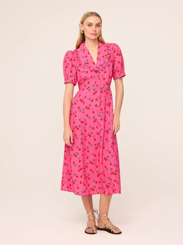 Bethany Pink Cherry Tea Dress sold by KITRI Studio