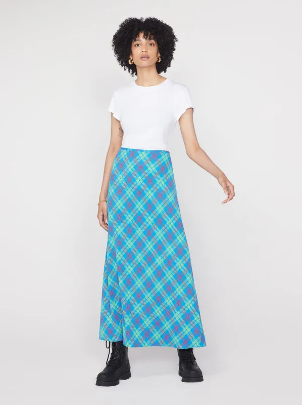 Mali Blue Check Maxi Skirt sold by KITRI Studio