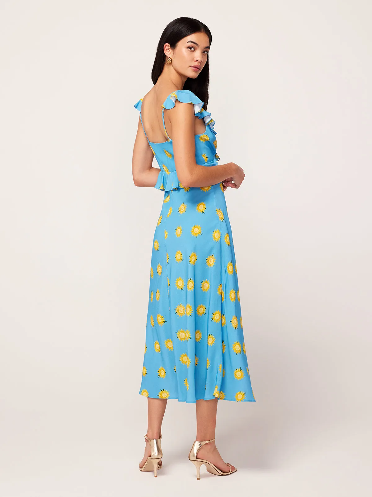 Rosemary Blue Sunflower Print Midi Dress sold by KITRI Studio product image thumbnail 2
