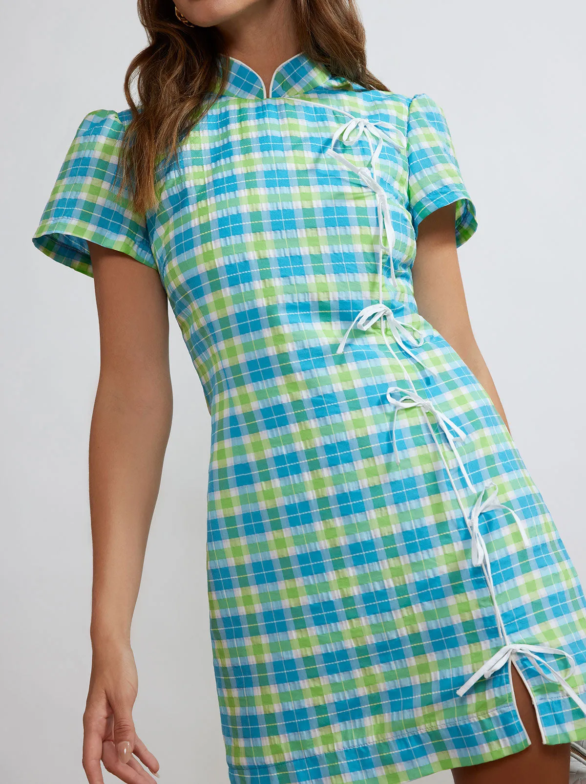 Harlow Blue Seersucker Mini Dress | Parallel