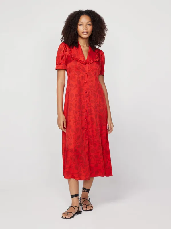 Bethany Red Tulip Print Tea Dress sold by KITRI Studio