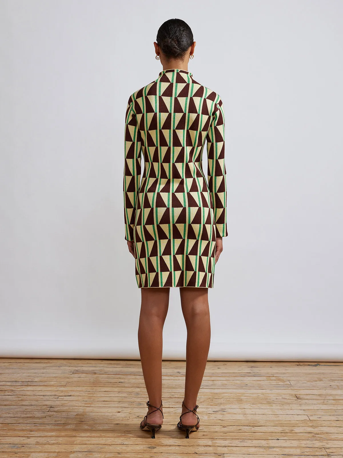 Logan Chocolate Tile Print Knit Mini Dress sold by KITRI Studio product image thumbnail 2