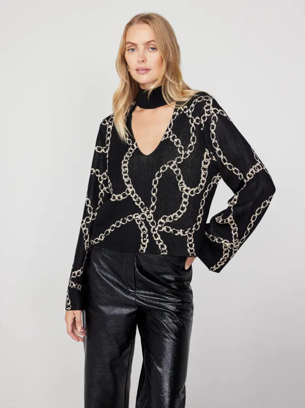 Eloise Black Chain Lurex Knit Top sold by KITRI Studio
