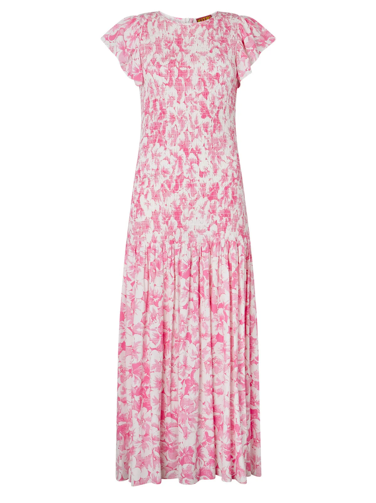Jemima Pink Pansy Print Shirred Maxi Dress sold by KITRI Studio product image thumbnail 5