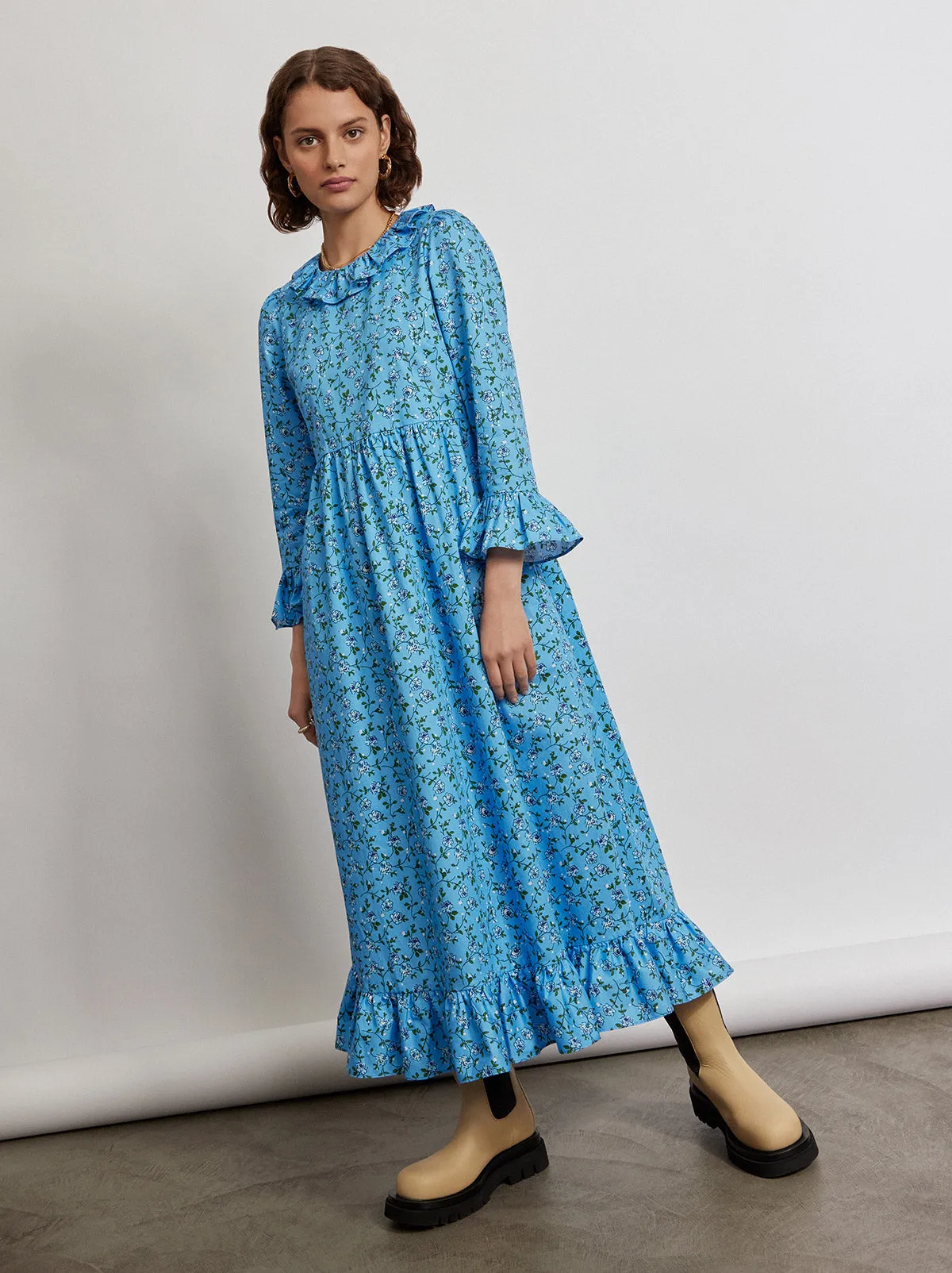 Carrie Frill Neck Cotton Dress sold by KITRI Studio