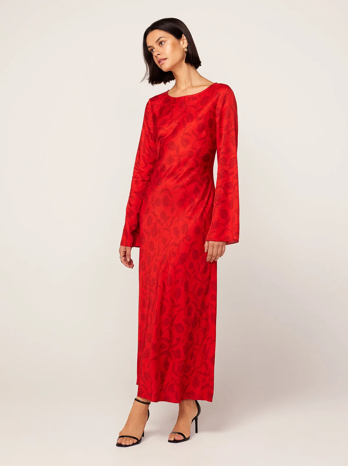 Keira Red Tulip Print Maxi Dress sold by KITRI Studio product image thumbnail 2
