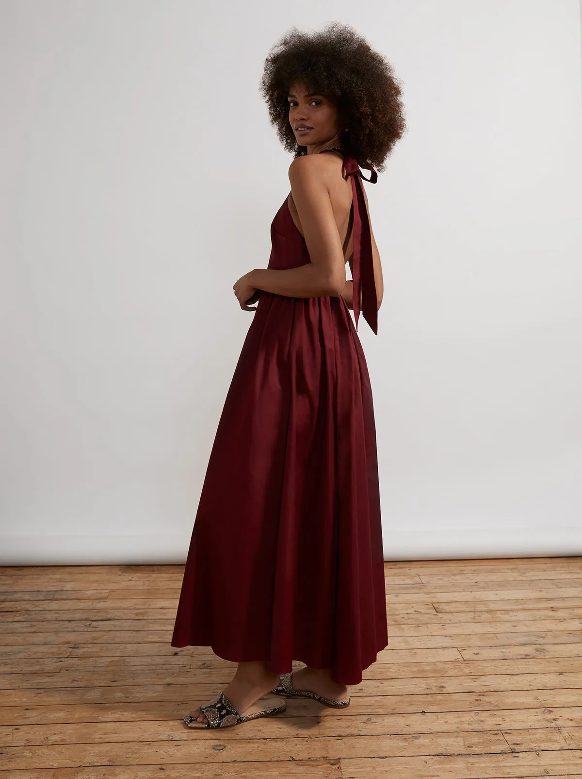Freya Burgundy Halter Neck Maxi Dress sold by KITRI Studio product image thumbnail 2