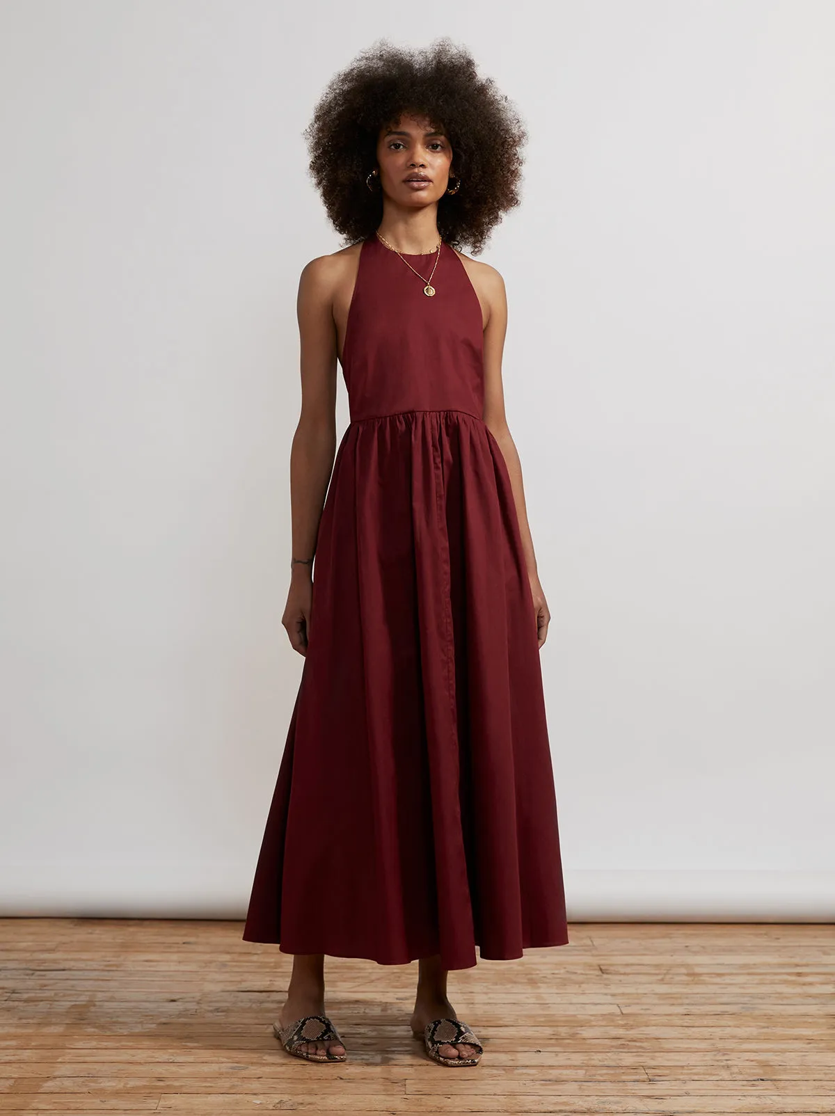 Freya Burgundy Halter Neck Maxi Dress sold by KITRI Studio product image thumbnail 3