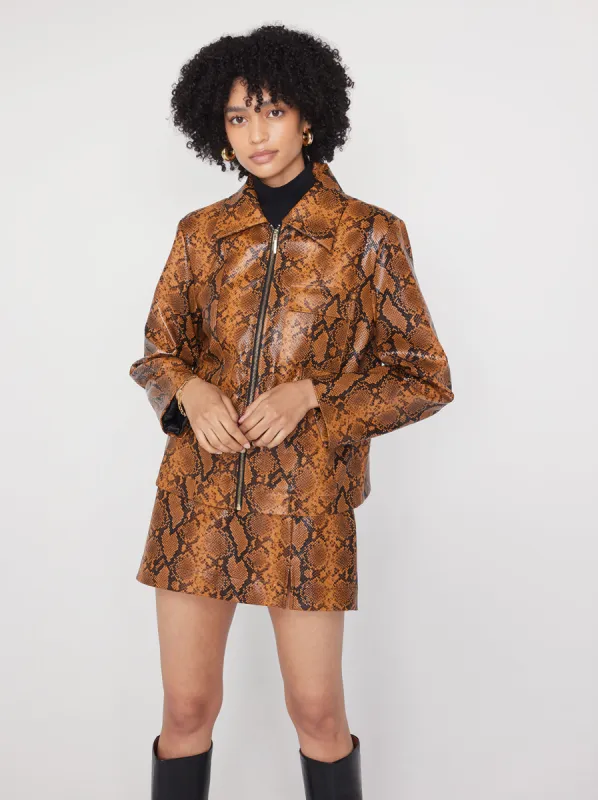 Wilma Caramel Snakeskin Vinyl Jacket sold by KITRI Studio