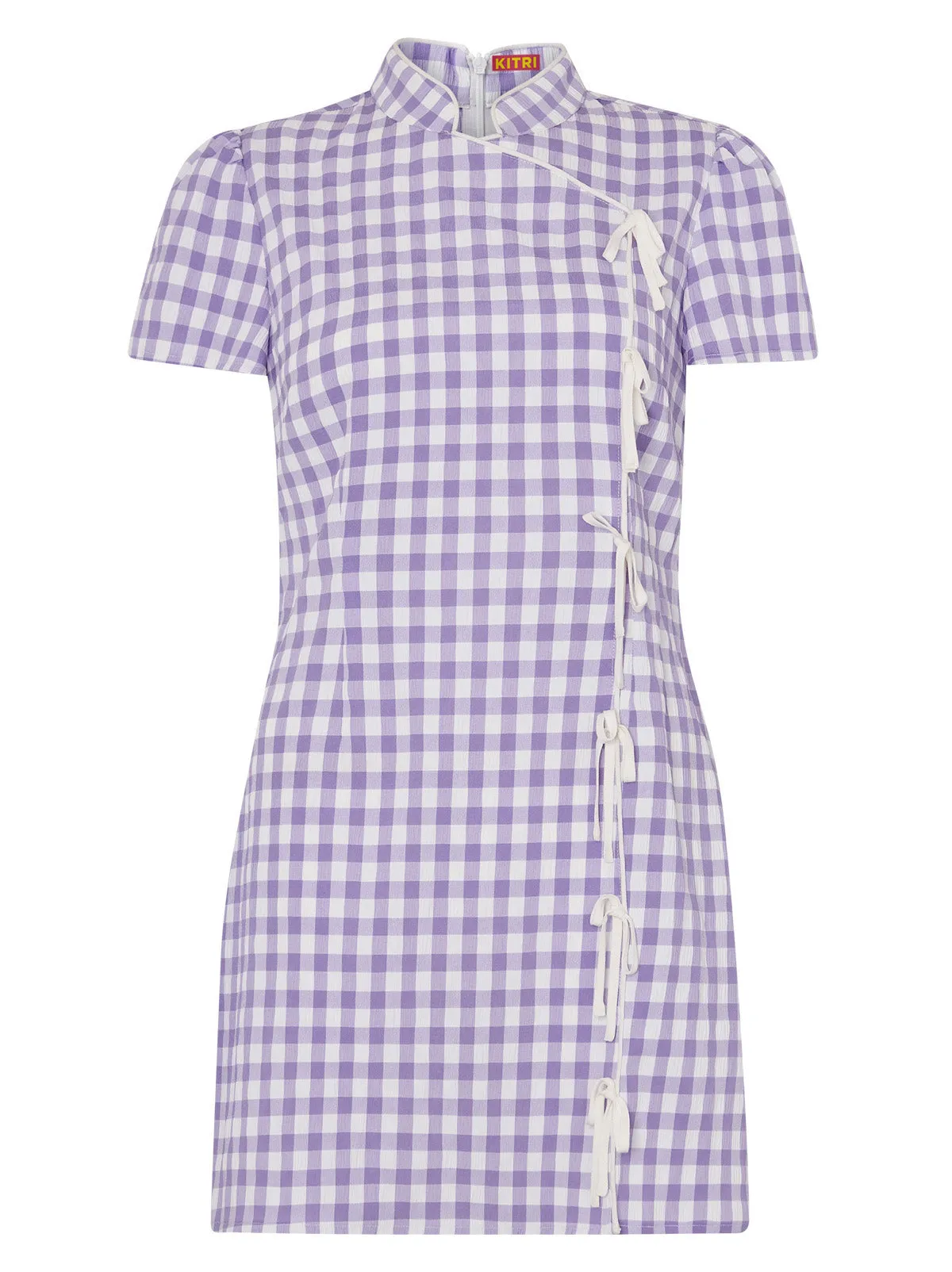Harlow Lilac Check Seersucker Mini Dress sold by KITRI Studio product image thumbnail 5
