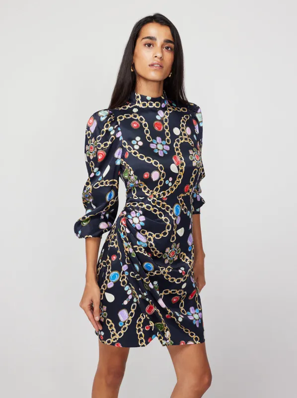 Jessa Black Chain Print Mini Dress sold by KITRI Studio