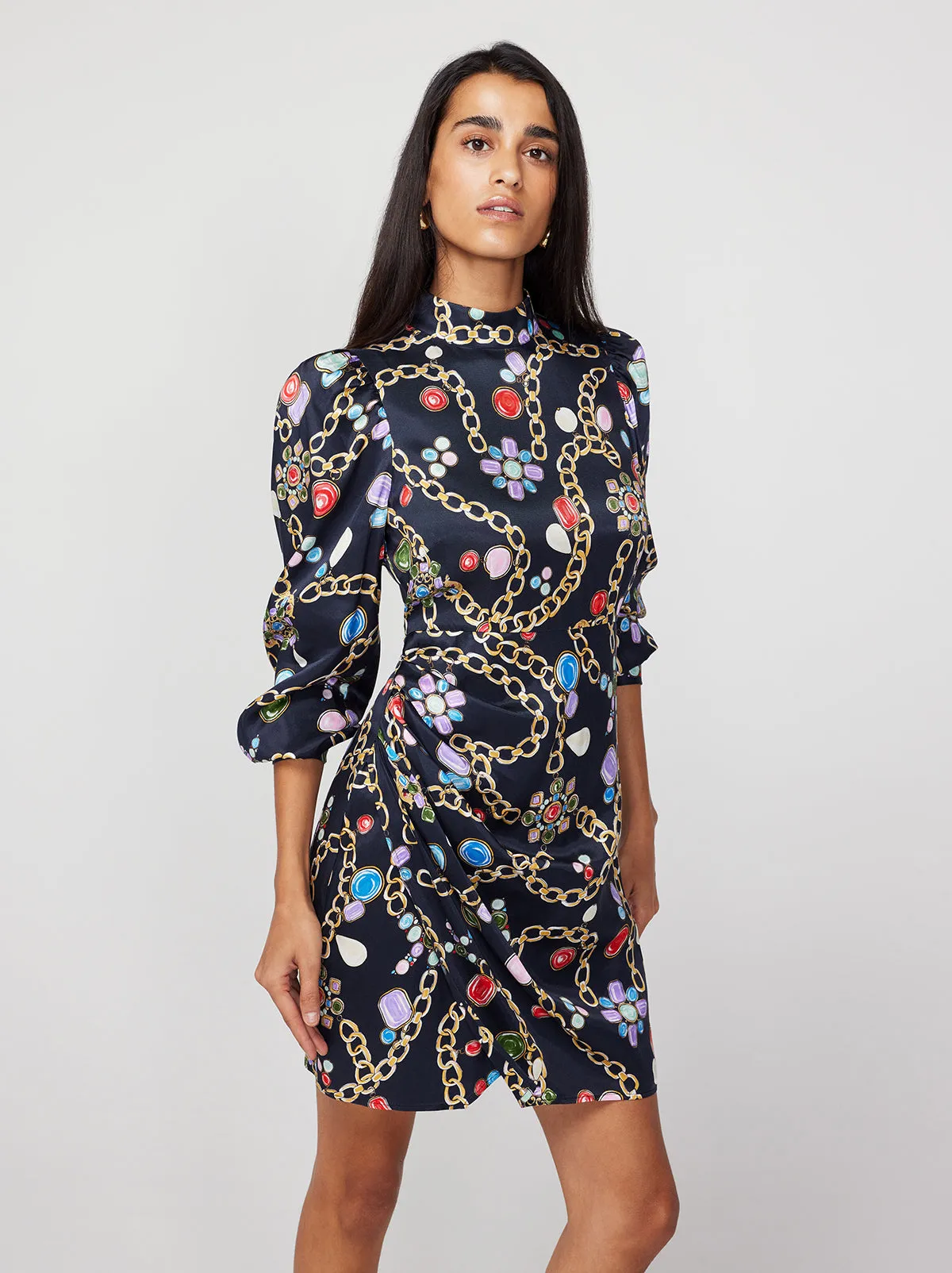 Jessa Black Chain Print Mini Dress sold by KITRI Studio