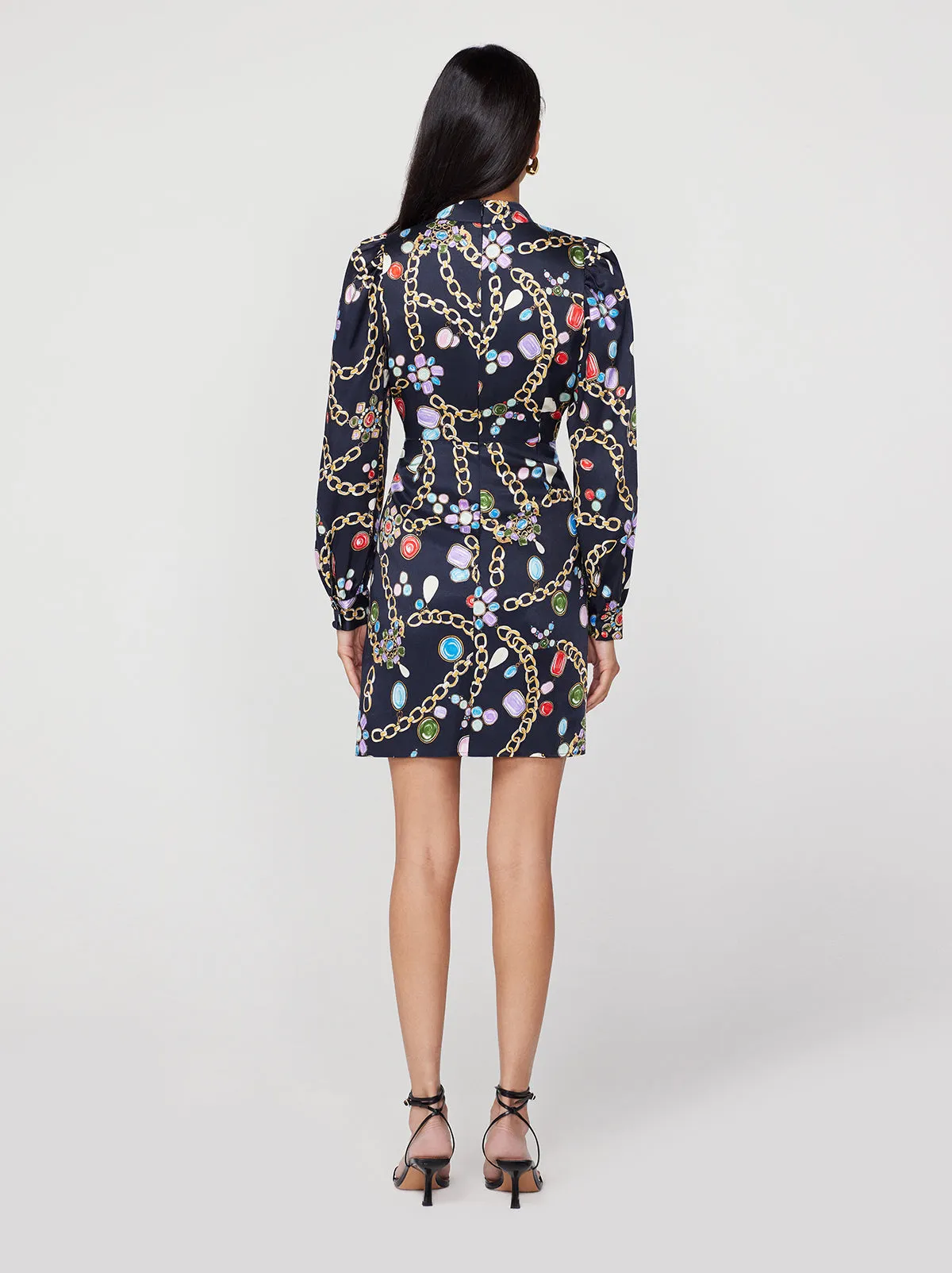 Jessa Black Chain Print Mini Dress sold by KITRI Studio product image thumbnail 4