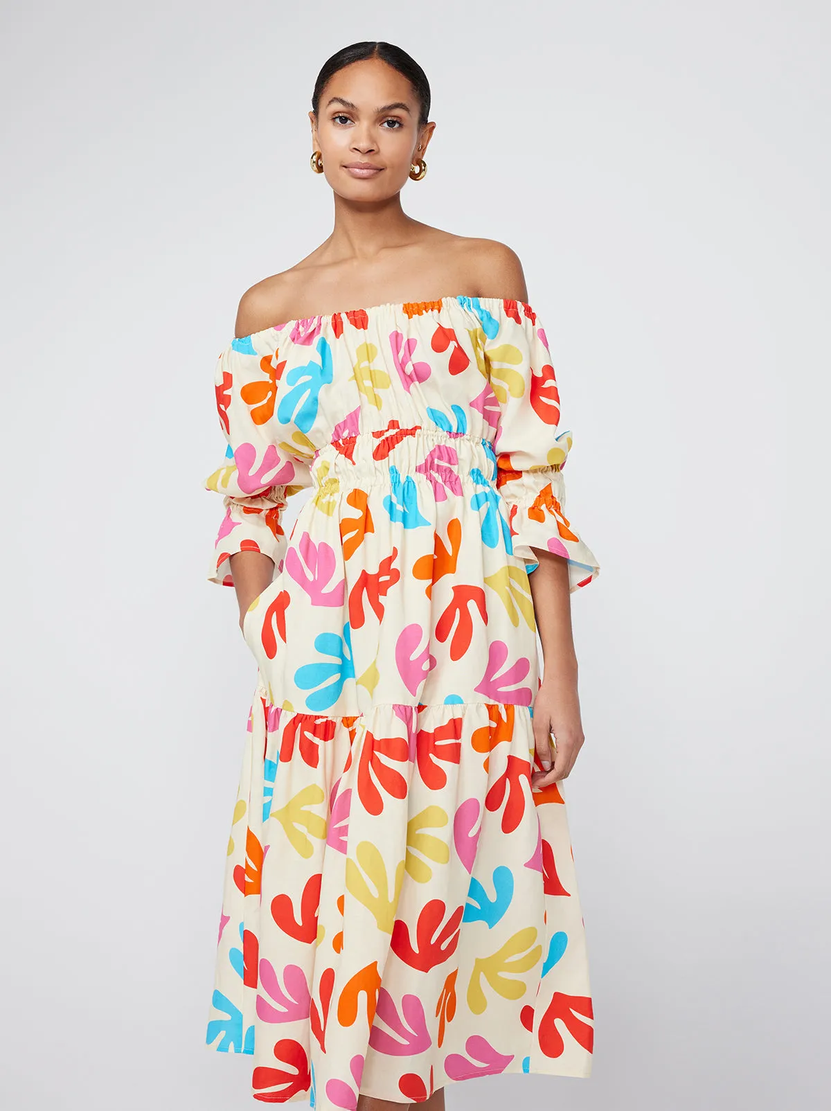 Margot Multi Leaf Print Midi Dress sold by KITRI Studio product image thumbnail 3