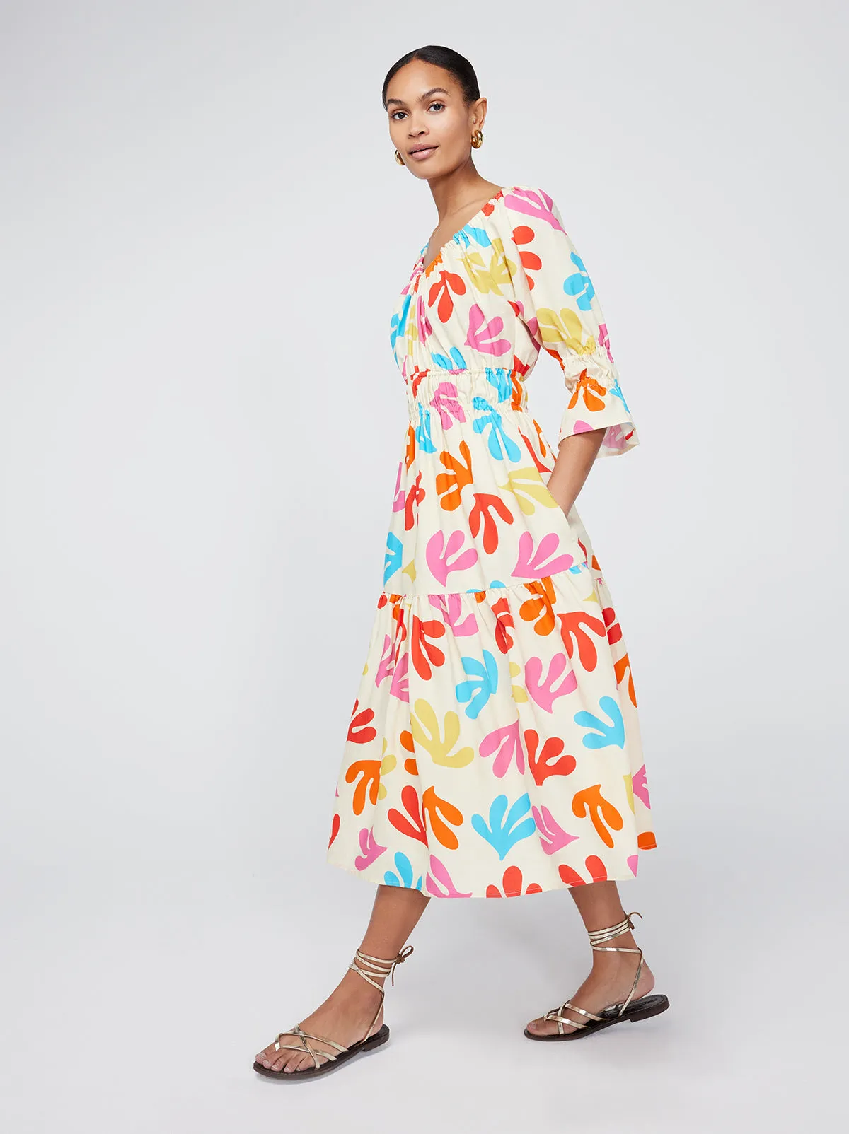 Margot Multi Leaf Print Midi Dress sold by KITRI Studio product image thumbnail 2